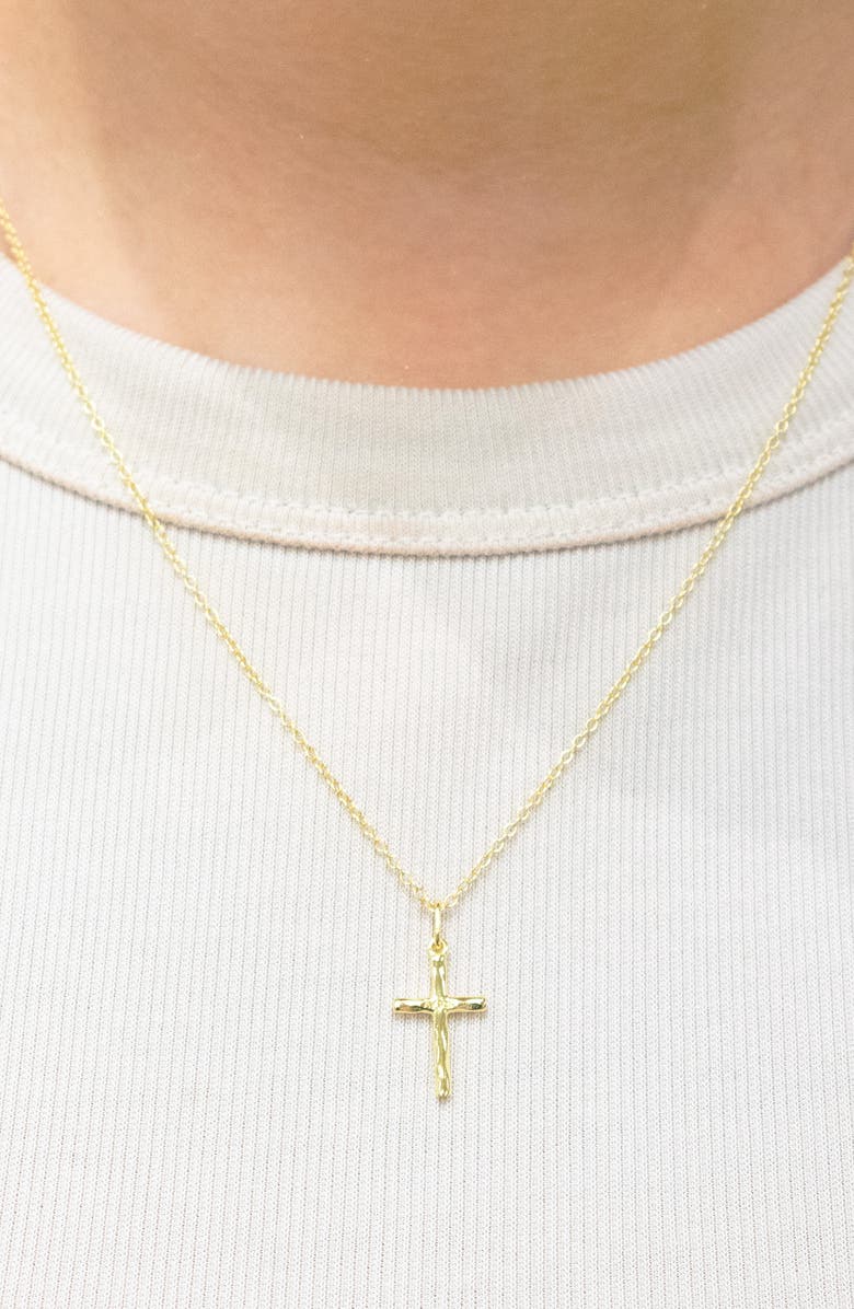 ARGENTO VIVO Hammered Cross Pendant Necklace, Alternate, color, 