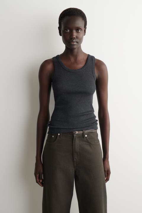 Ribbed-Cotton Round-Neck Tank Top