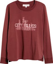 CITY BLUES Graphic Print Cotton Blend Top