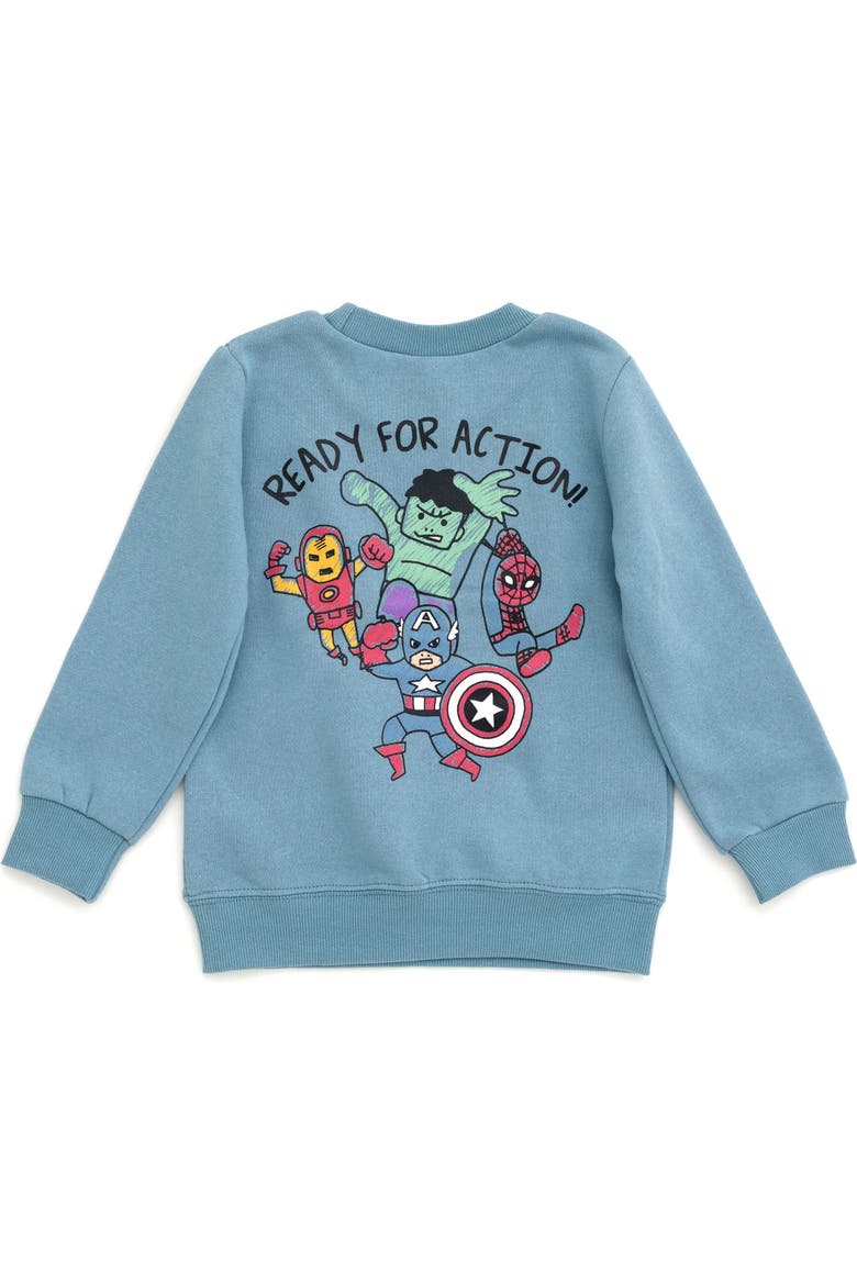 Avengers Fleece 2-Piece Sweatshirt and Pants Set, Alternate, color, Dusty Blue
