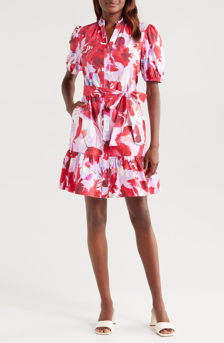 Julia Jordan Floral Puff Sleeve Shirtdress, Main, color,