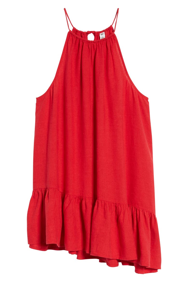 Asymmetrical Peplum Tank, Alternate, color, RED LIPSTICK CROSS DYE