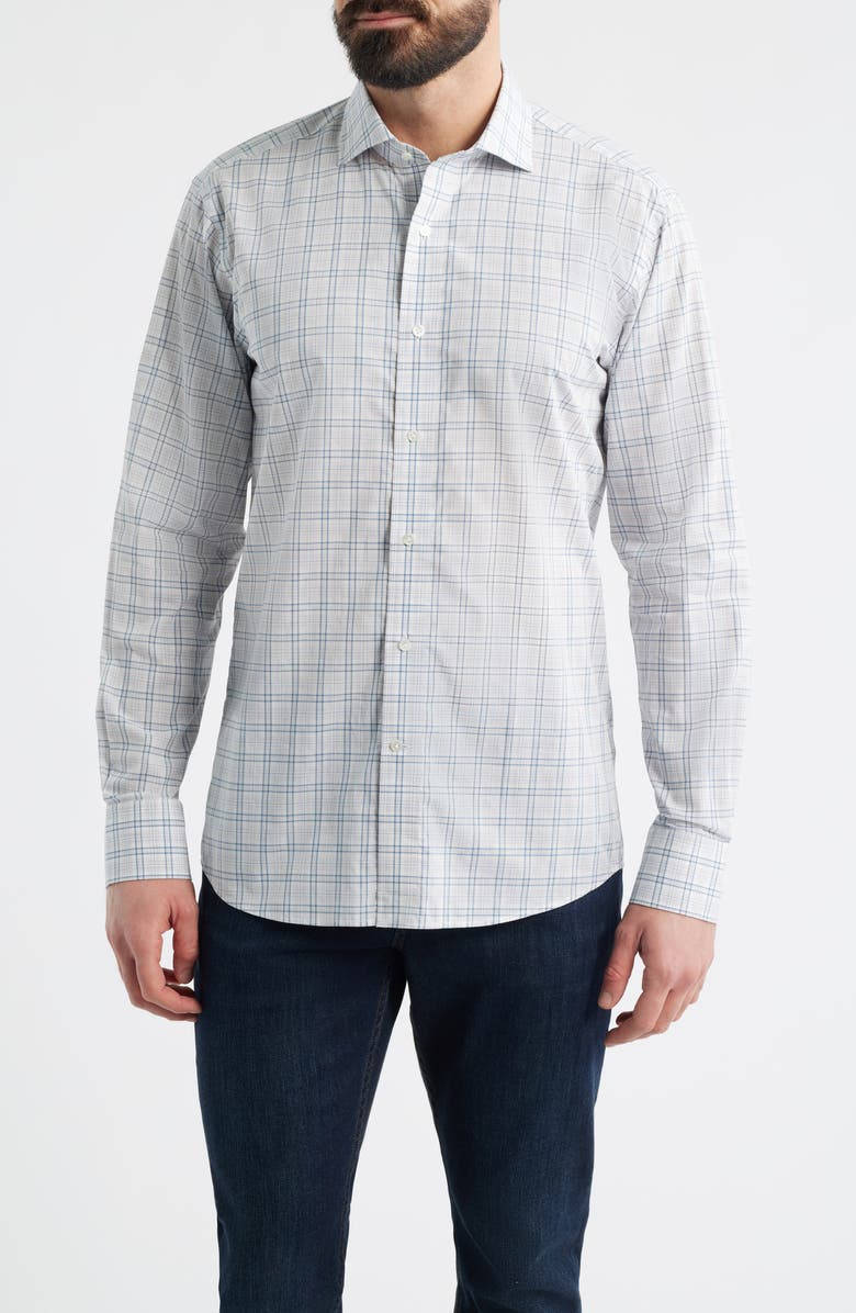 Peter Millar Crown Crafted Pietro Cotton Poplin Button-Up Shirt, Main, color, British Grey