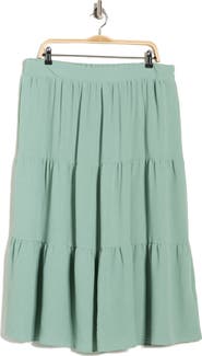 Renee C Tiered Pull-On Midi Skirt