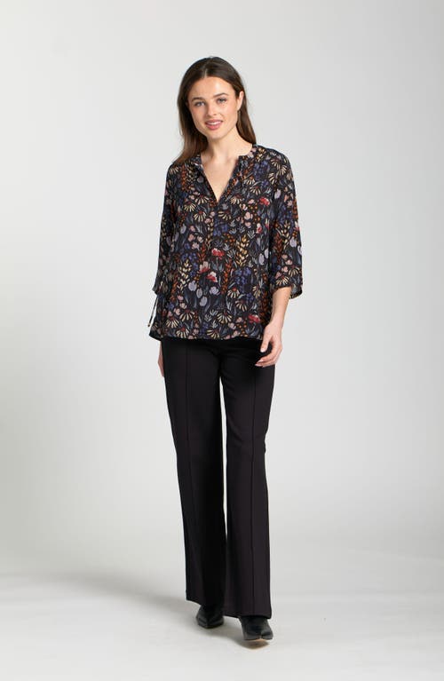 Apny Print Tassel Split Neck Chiffon Top In Multi