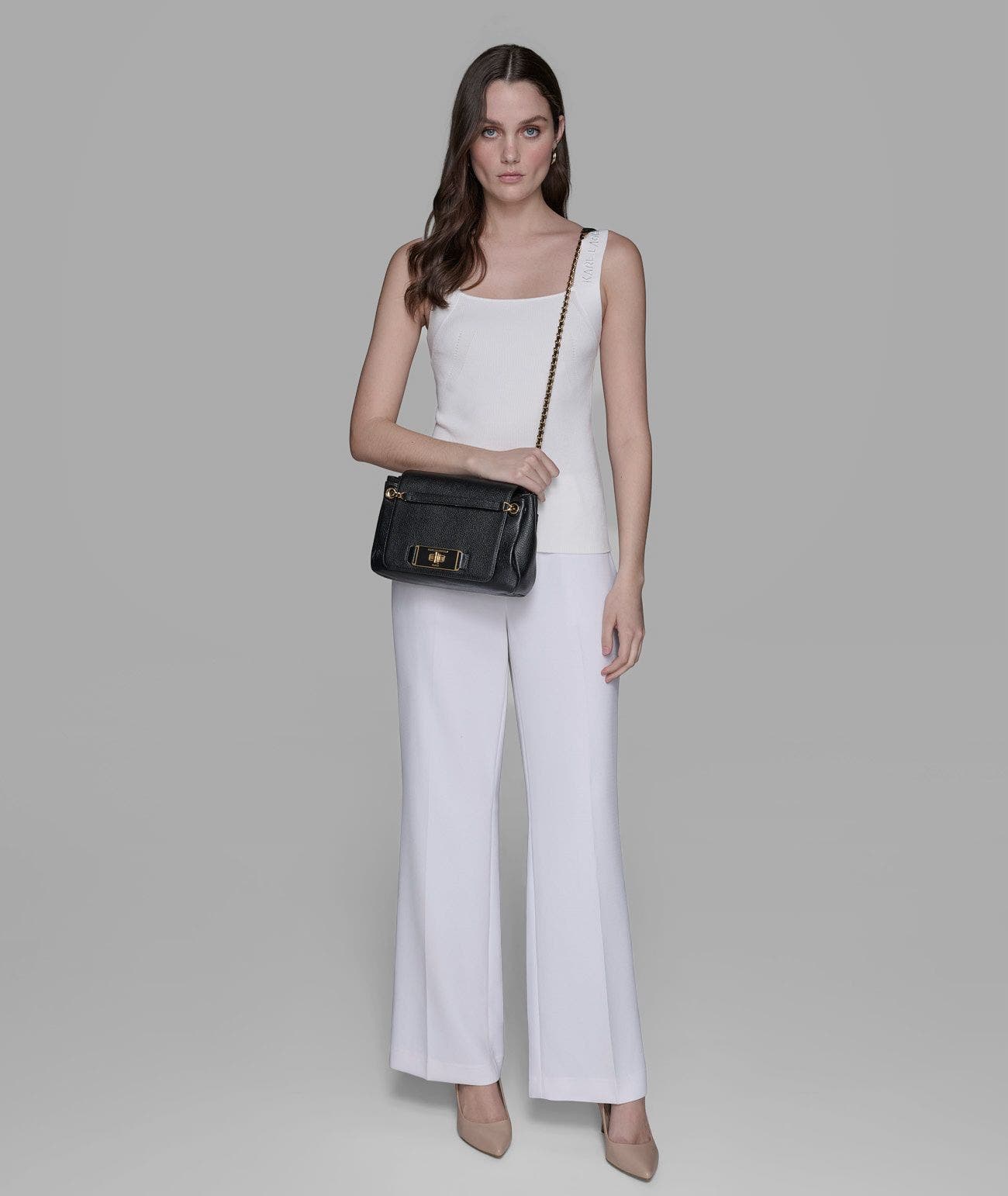 KARL LAGERFELD PARIS Bridgette Shoulder, Alternate, color, Black/Gold