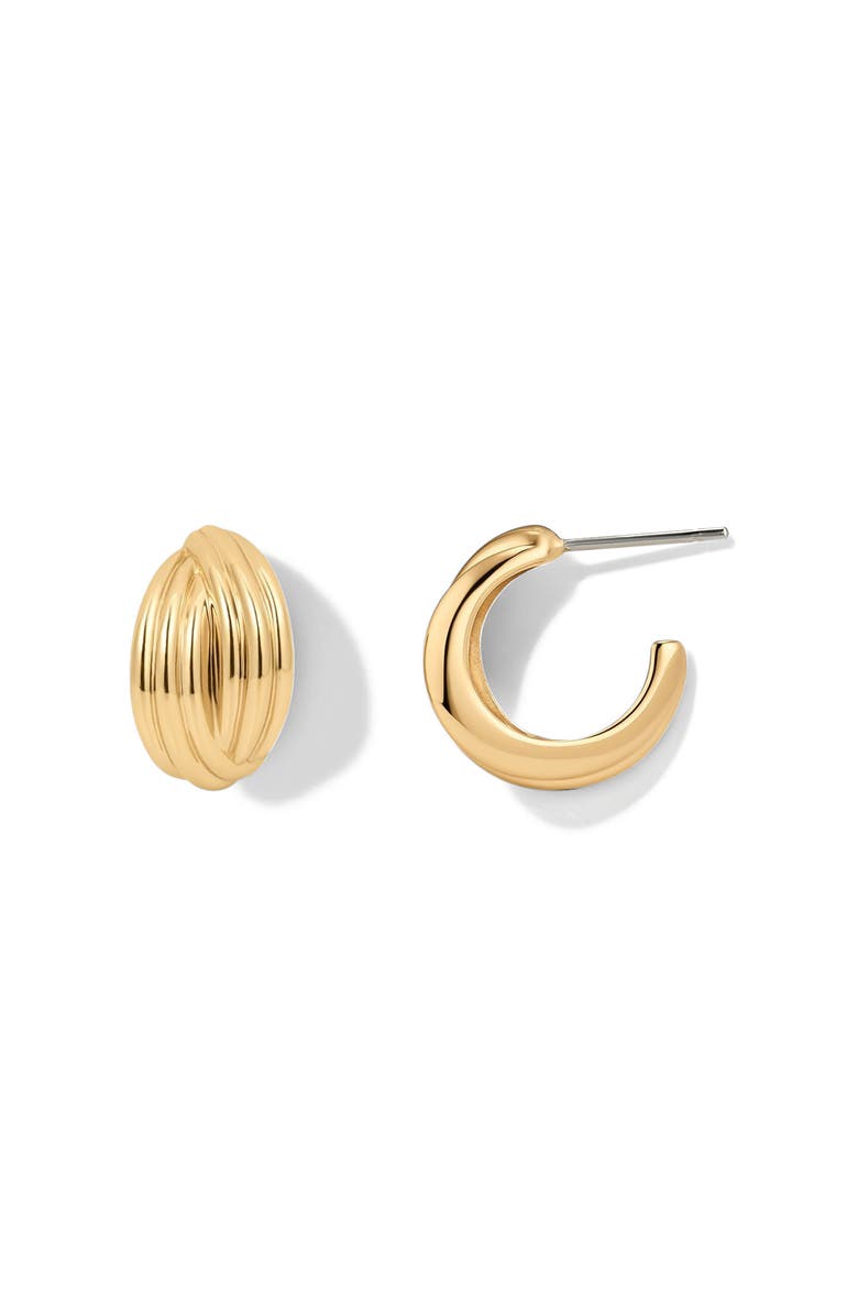 MADE BY MARY Sol Crossover Hoop Earrings, Main, color, Gold Plated