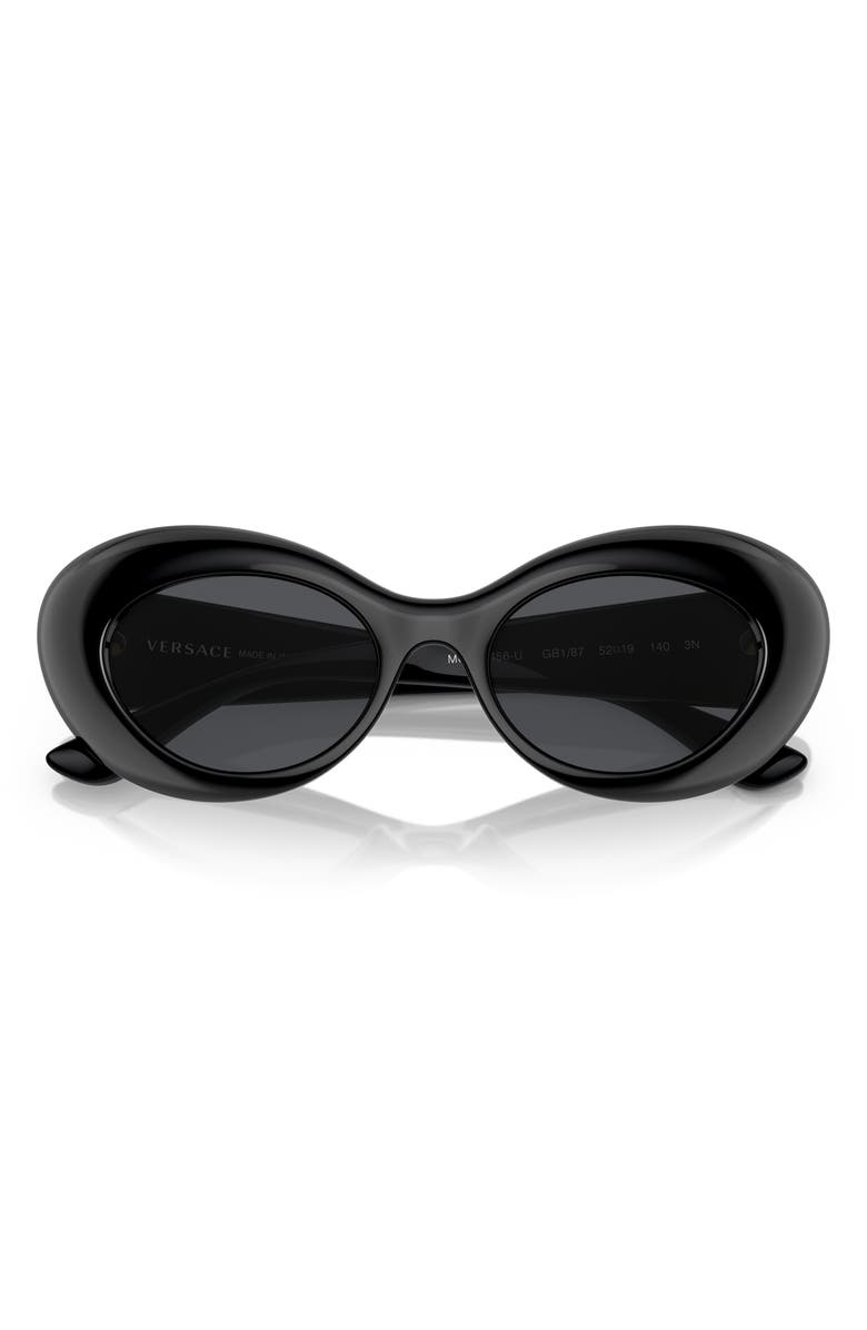 Versace 52mm Oval Sunglasses, Alternate, color, Black