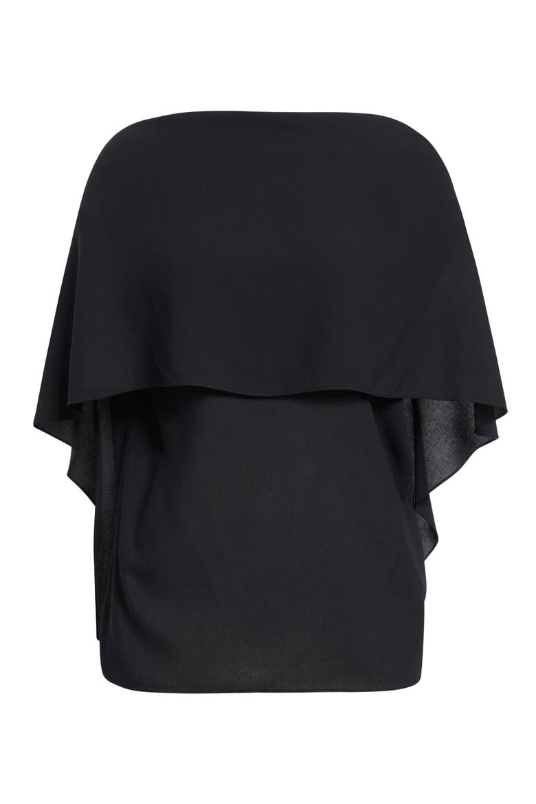 Wool Crepe Cape Top, Alternate, color, BLACK