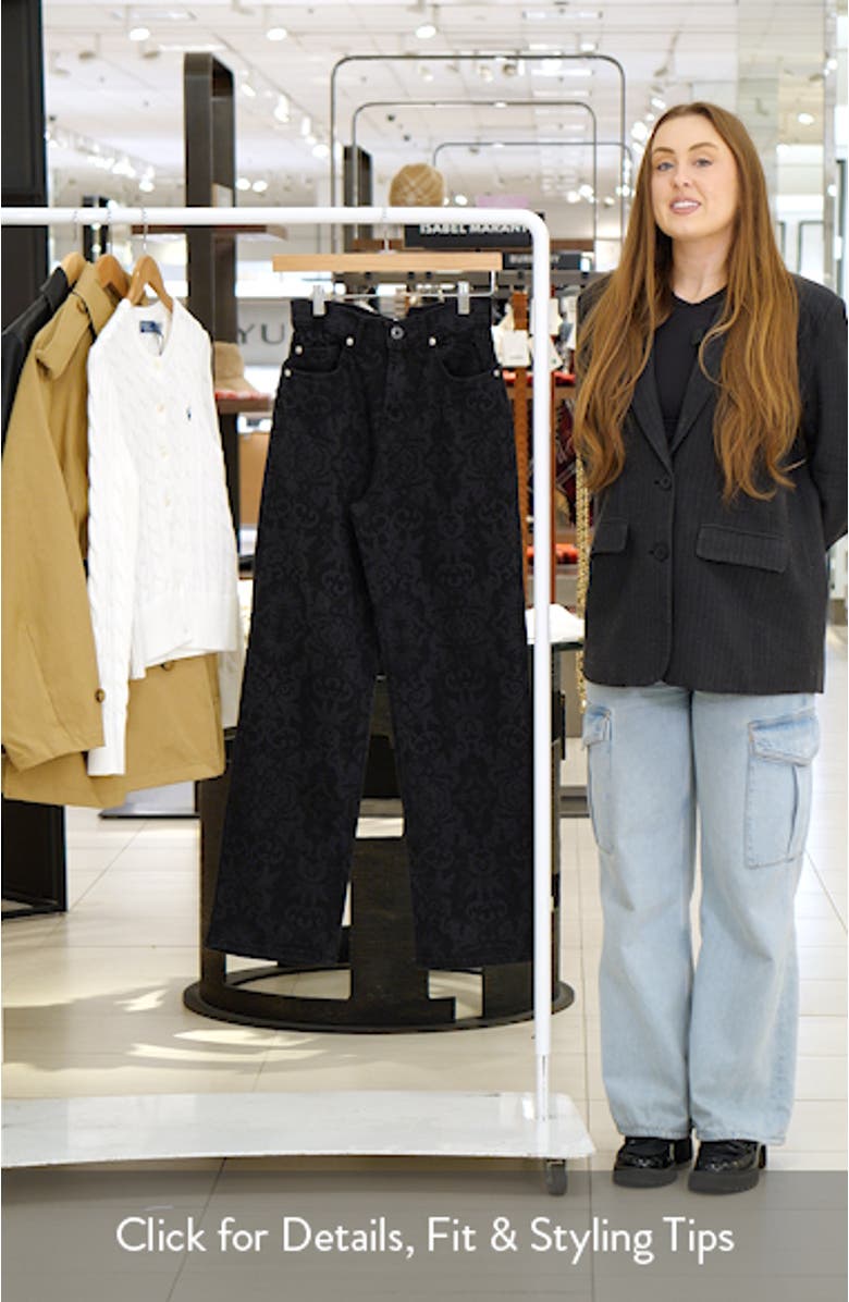 Printed Cinch High Waist Wide Leg Jeans, sales video thumbnail