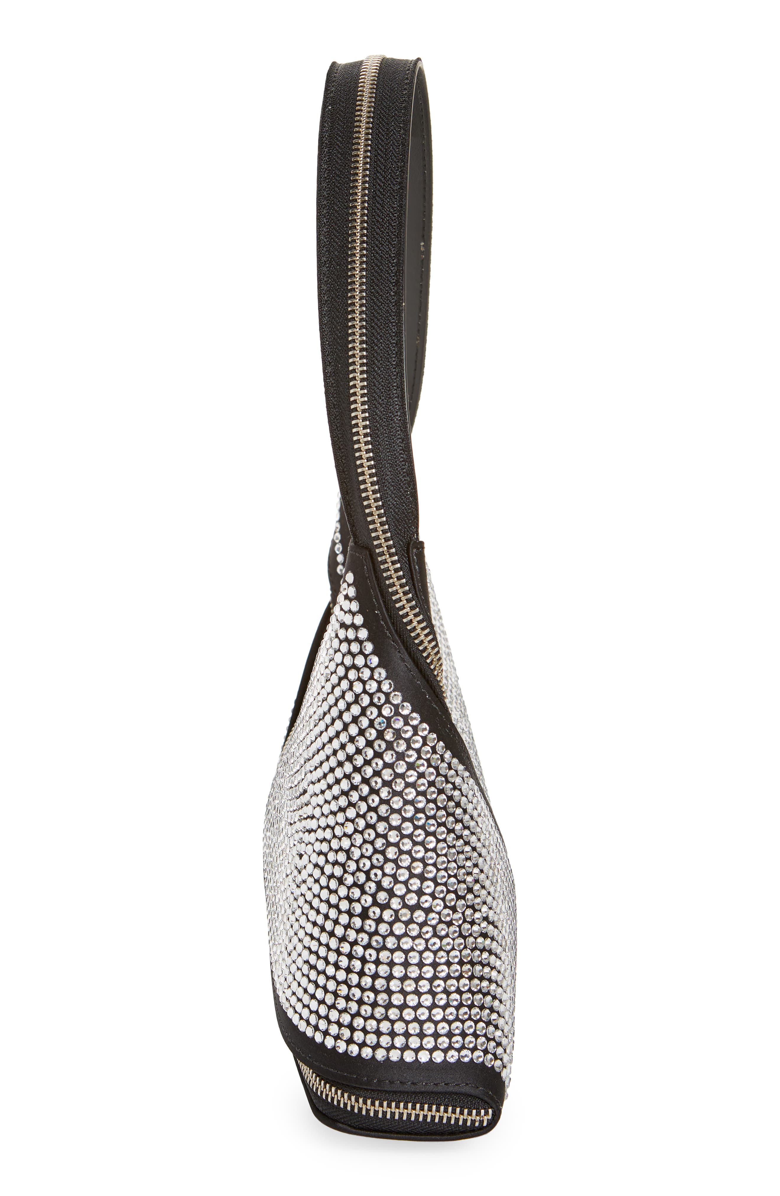 Coperni Swipe Crystal Zip Baguette Handbag, Alternate, color, 
