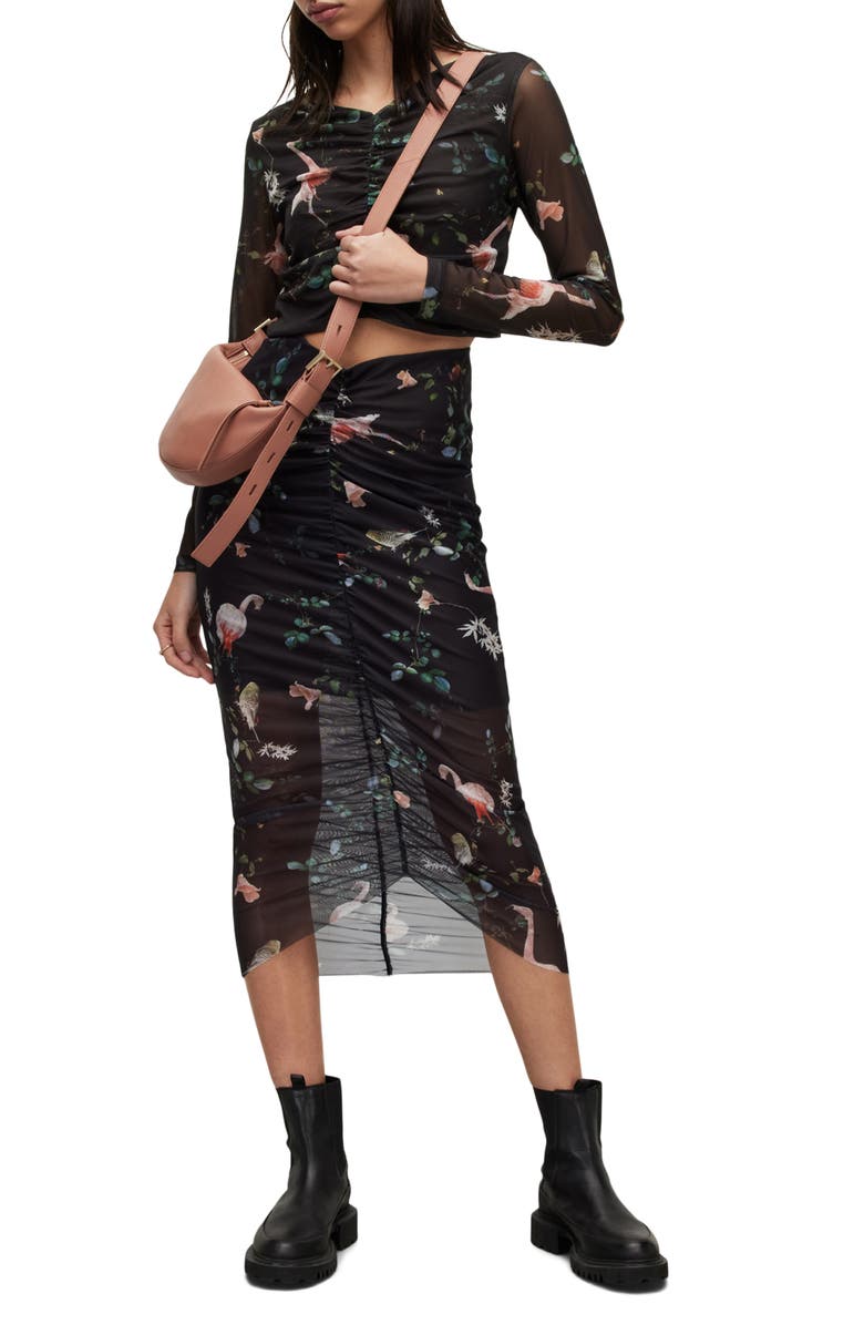 AllSaints Tessia Fabia Floral Ruched Crop Top, Alternate, color,