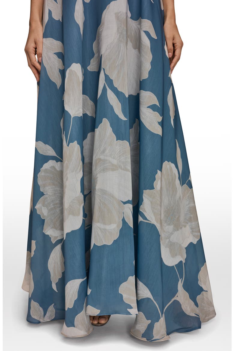 Strapless Floral Print Gown, Alternate, color, WASHED INDIGO/ CREAM (DIM)