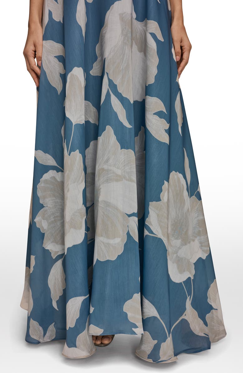 Donna Karan New York Strapless Floral Print Gown, Alternate, color, Washed Indigo/ Cream (Dim)