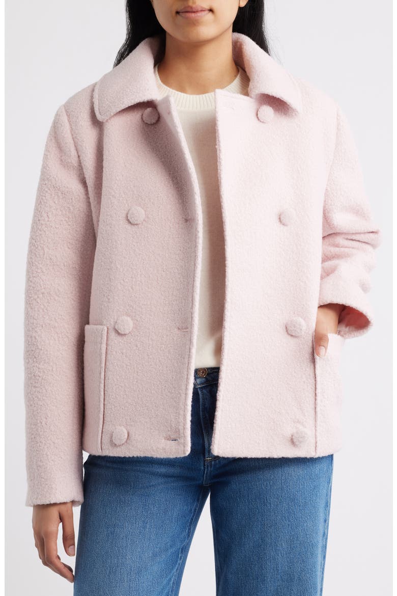 Short Bouclé Coat, Alternate, color, PINK
