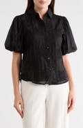 Forgotten Grace Bubble Sleeve Button Front Top