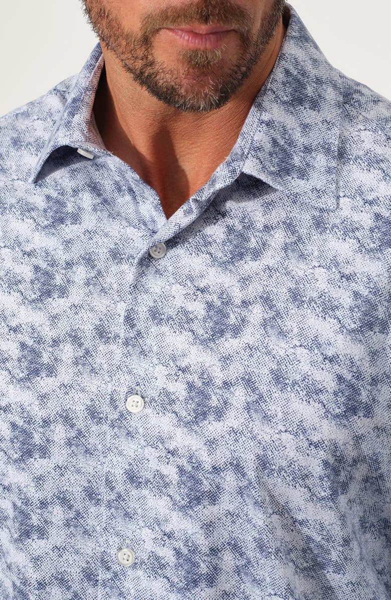 STUDIO GARNET LOS ANGELES Dynamic Comfort Knit Button-Up Shirt, Alternate, color, Indigo