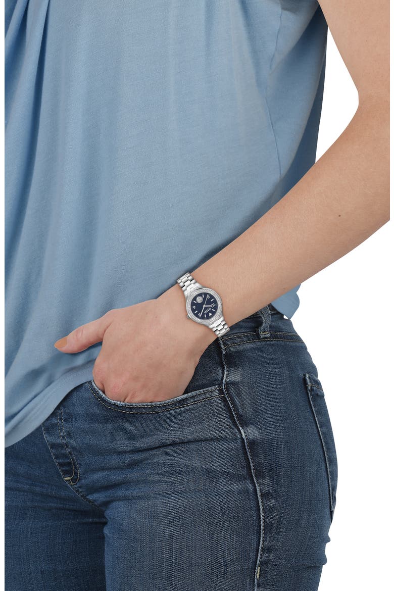 Vittoria Crystal Bracelet Watch, 38mm, Alternate, color, STAINLESS STEEL/ BLUE