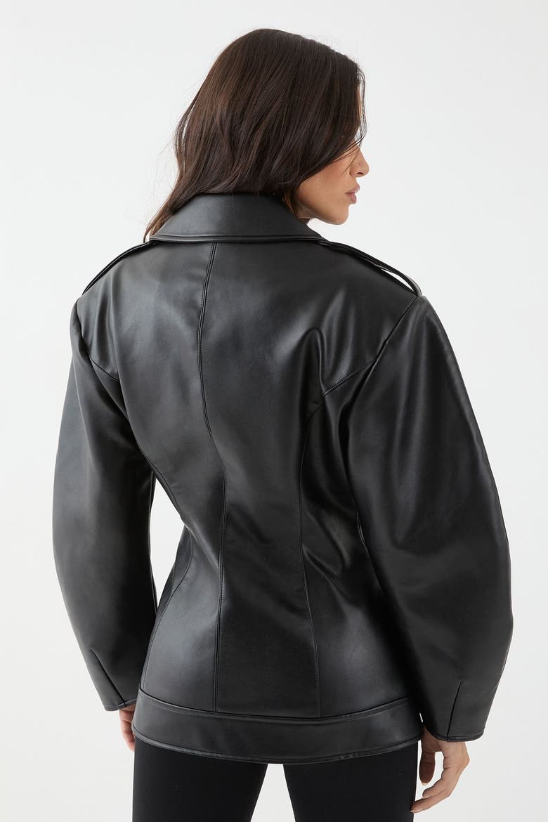 Faux Leather Biker Jacket, Alternate, color, Black