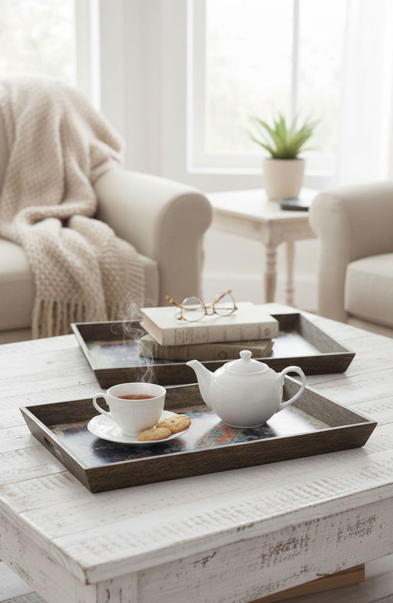 A & B Home Set of 2 Elegant Trays, Alternate, color, Multi