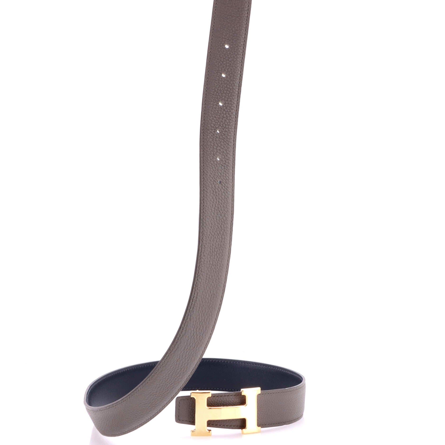 Pre-Owned Hermes Constance Reversible Belt Leather Medium, Alternate, color, Gray