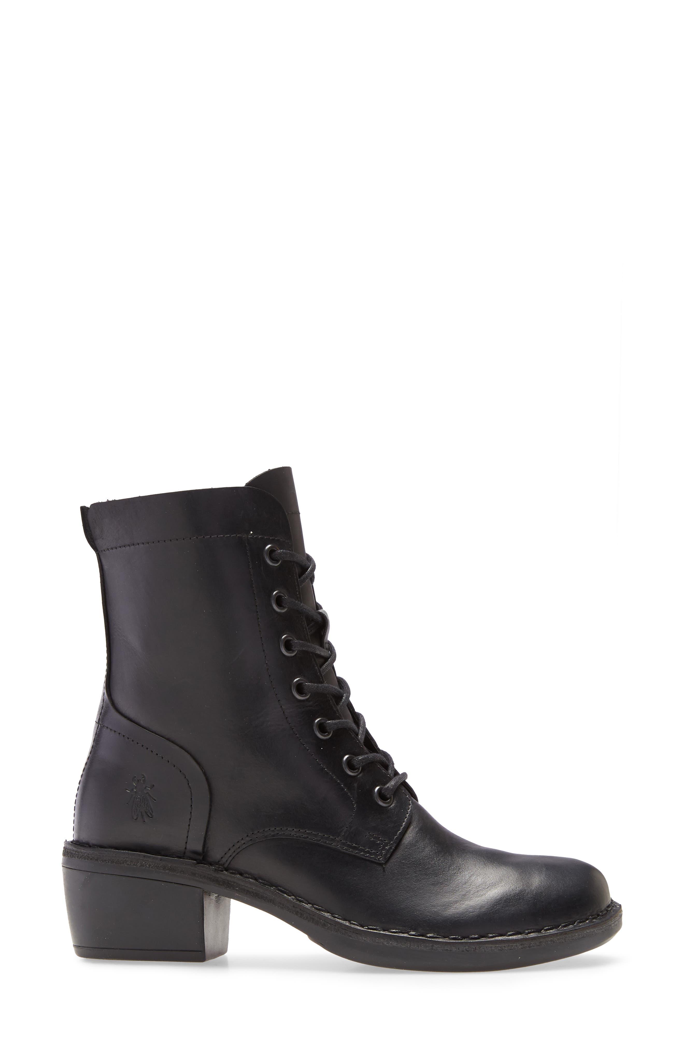 Fly London Milu Lace-Up Leather Boot, Alternate, color, Black Leather