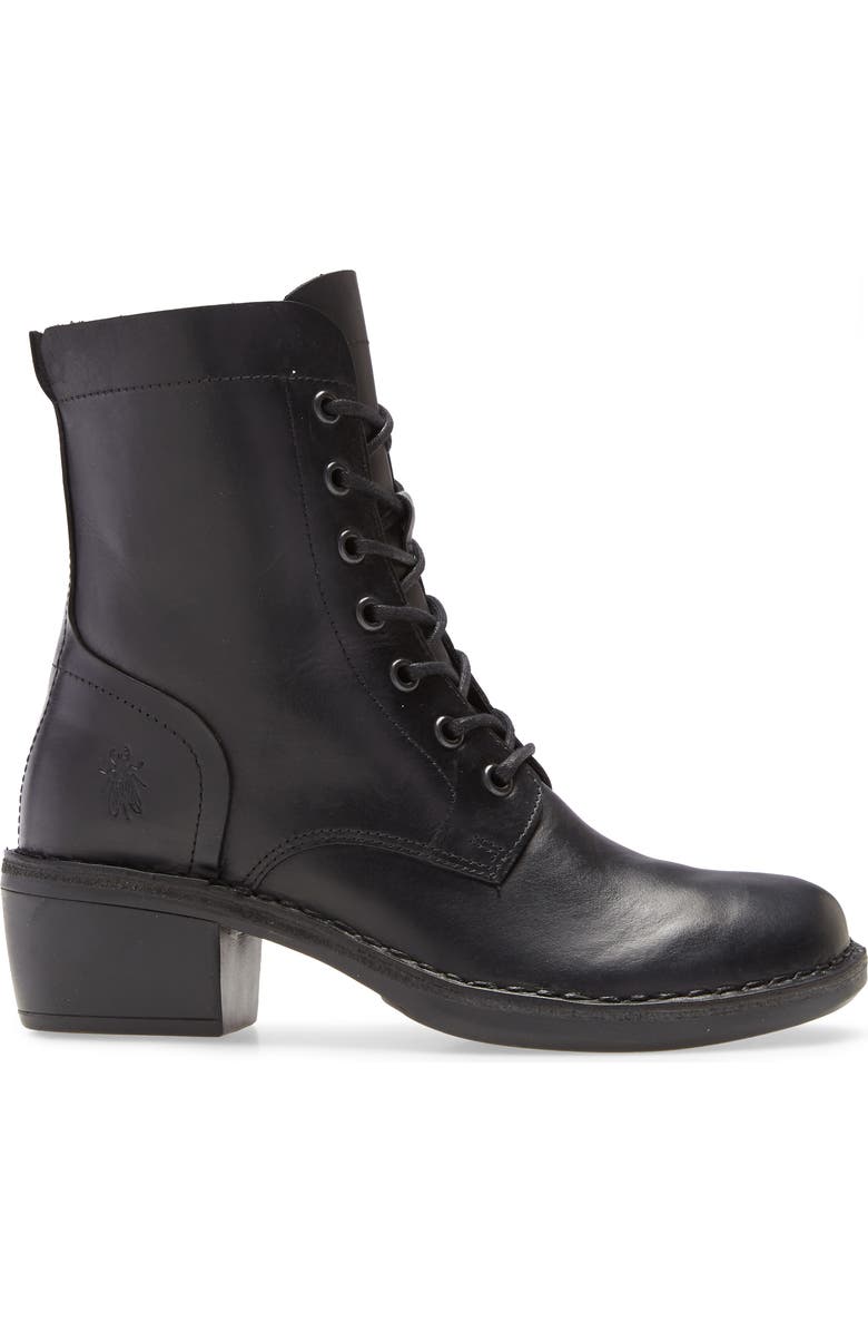Fly London Milu Lace-Up Leather Boot, Alternate, color, Black Leather