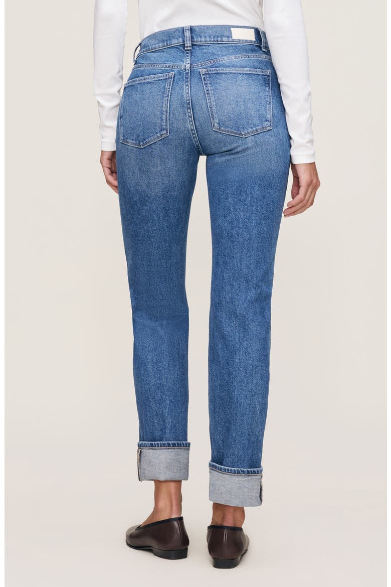 Patti High Waist Straight Leg Jeans, Alternate, color, OPAL BEACH CUFFED