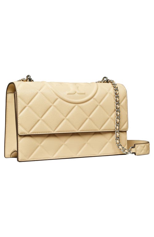 Tory Burch Fleming Small Convertible Leather Shoulder Bag In Vanilla Soft Serve