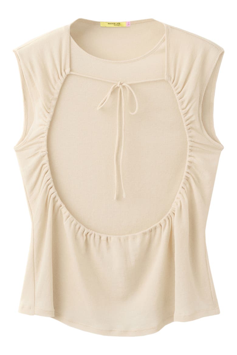 Overlay Top with Gathered Detail, Alternate, color, ECRU