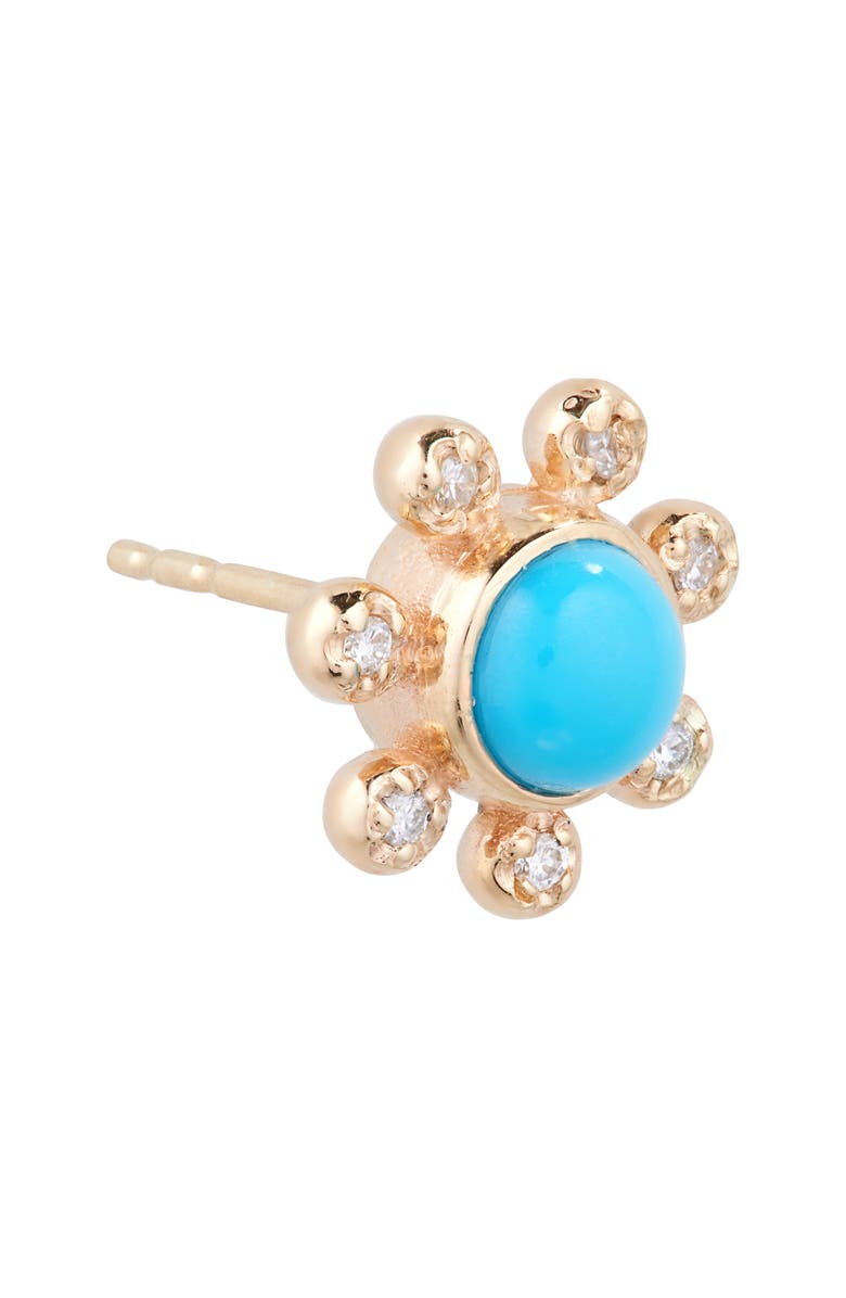 Anzie Dew Drop Étoile Semiprecious Stone & Diamond Stud Earrings, Alternate, color, Turquoise/ Aqua