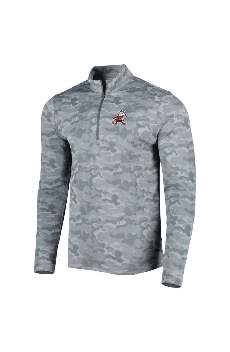 ANTIGUA Men's Antigua Gray Cleveland Browns Brigade Throwback Quarter-Zip Top, Alternate, color,