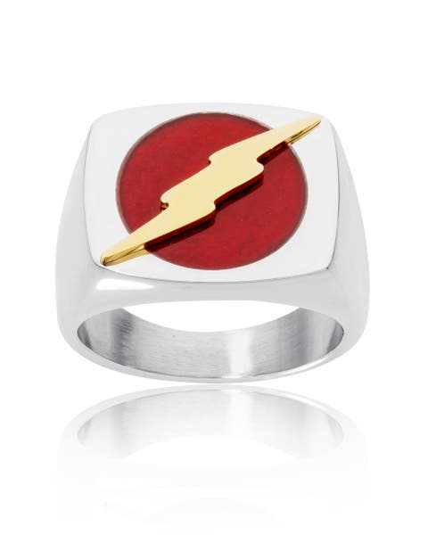 Stainless Steel Justice League Superhero Logo Ring Jewelry, The Flash, Size 10