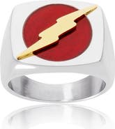 DC Comics Stainless Steel Justice League Superhero Logo Ring Jewelry, The Flash, Size 10