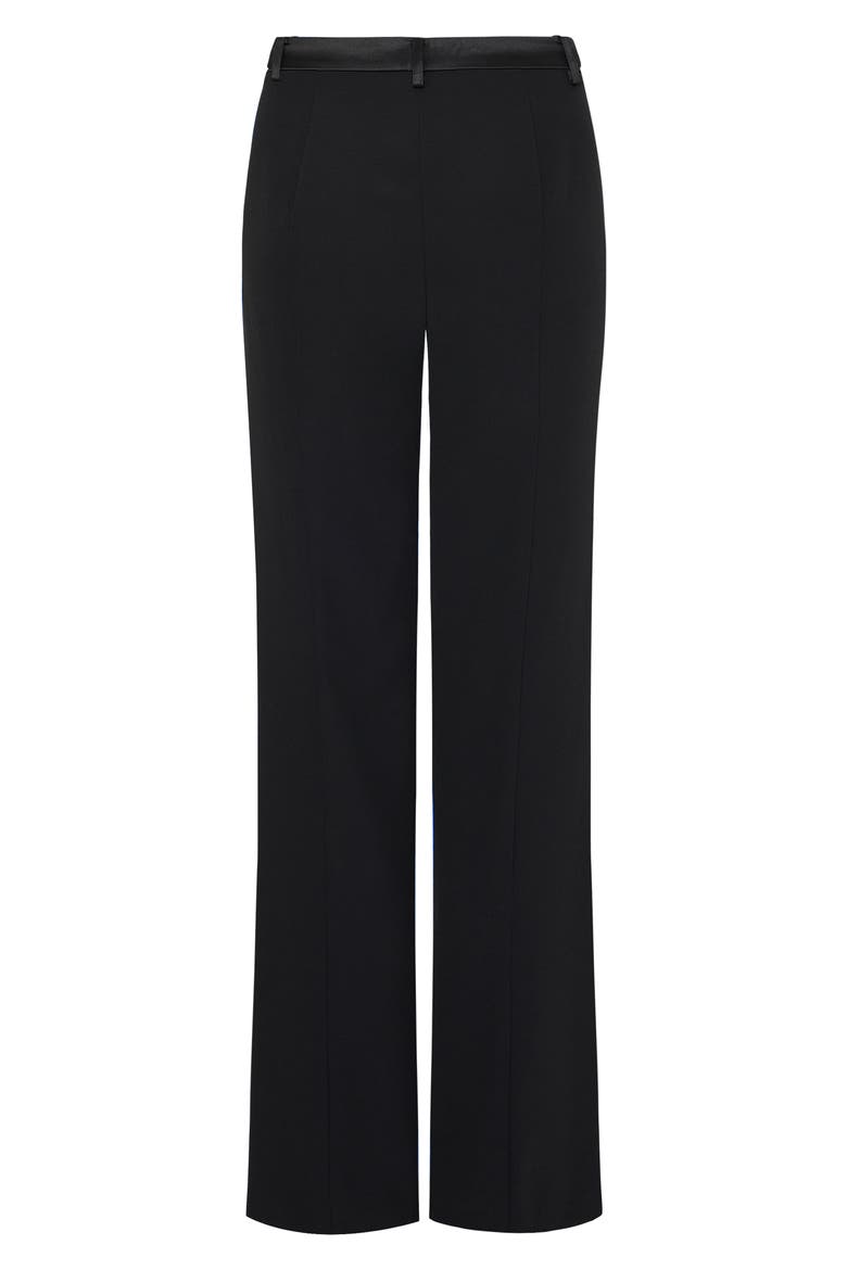 Soren Low Rise Wide Leg Satin Trim Pants, Alternate, color, BLACK