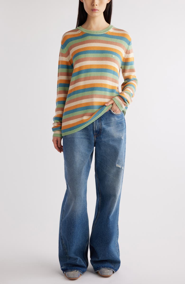Acne Studios Kripes Stripe Cotton Crewneck Sweater, Alternate, color, 