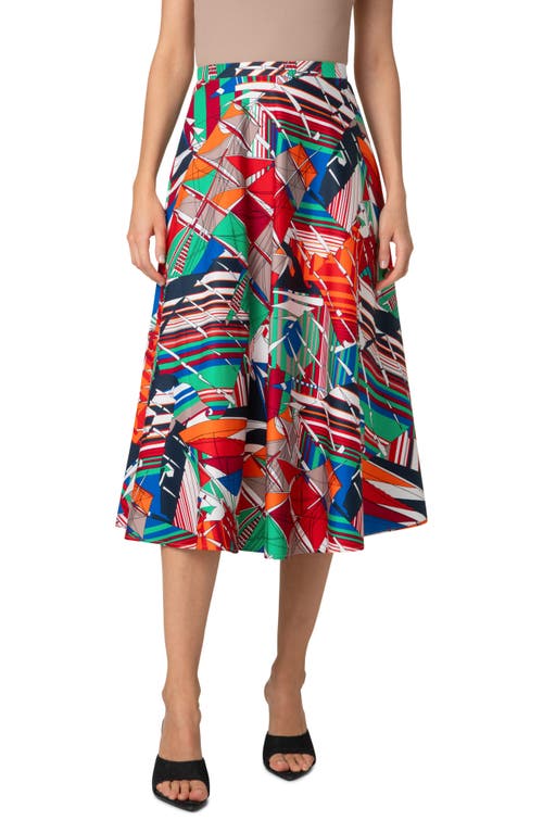 Akris Punto Sea Clipper Print Flared Midi Skirt In Multicolor