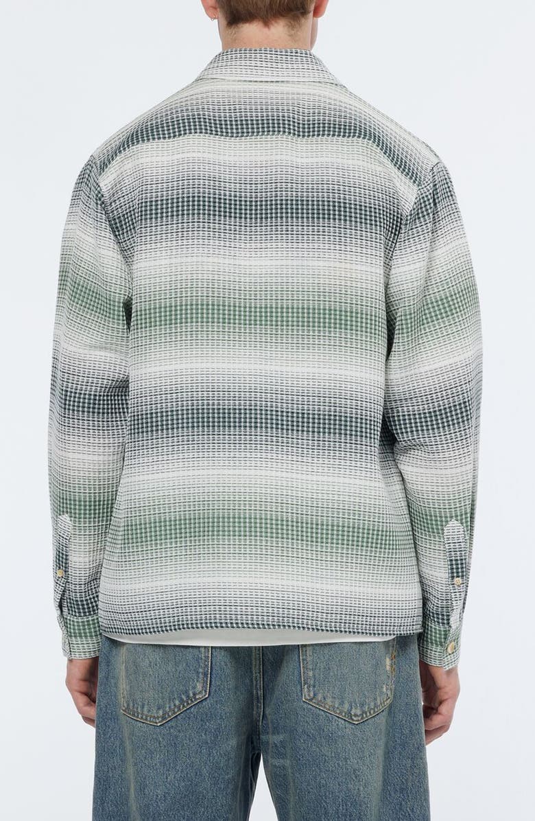 Scotch & Soda Relaxed Fit Ombré Stripe Cotton Waffle Texture Button-Up Shirt, Alternate, color,