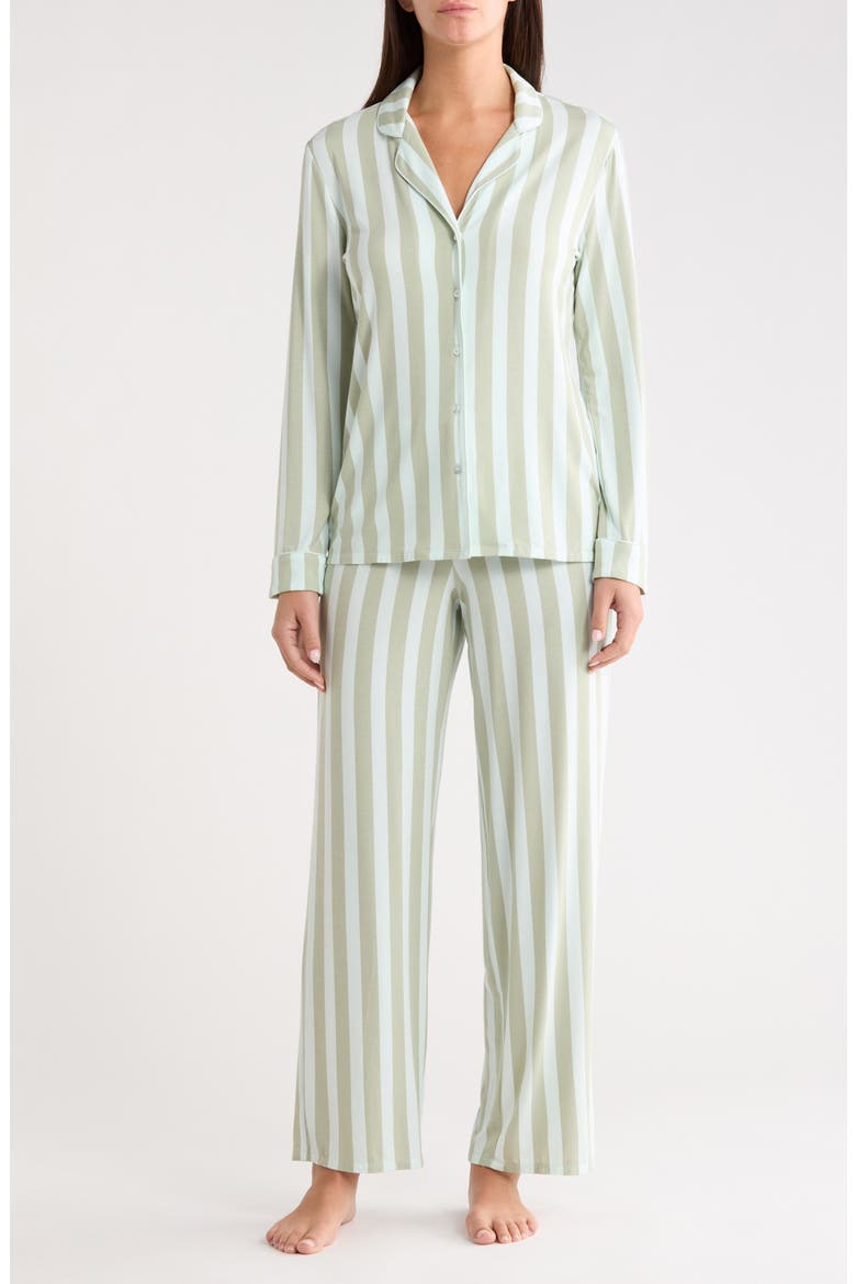 Moonlight Eco Knit Pajamas, Main, color, GREEN DESERT PORTO STRIPE