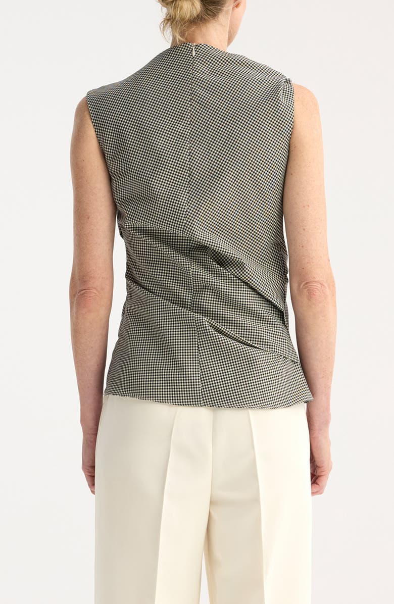 Róhe Mini Check Cowl Neck Sleeveless Wool Blend Top, Alternate, color, Cream / Black Small Check