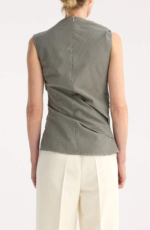 ROHE RÓHE MINI CHECK COWL NECK SLEEVELESS WOOL BLEND TOP 