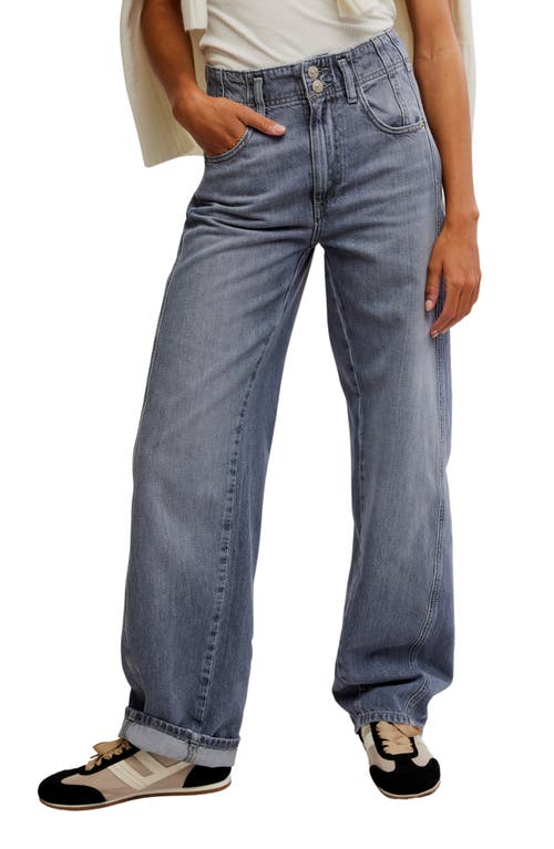 Free People Aster High Rise Straight Leg Jeans In Slate In Slate