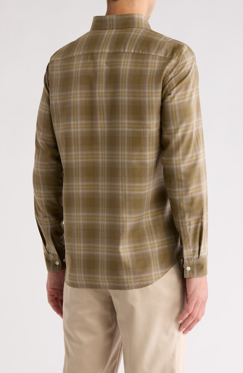 Theory Irving Shade Cotton Flannel Button-Up Shirt, Alternate, color, Green Multi