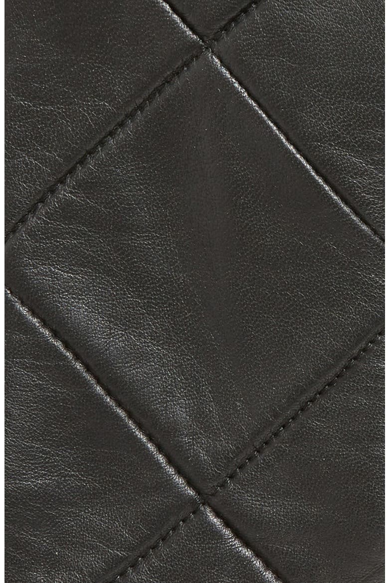 Quilted Leather Gloves, Alternate, color, BLACK