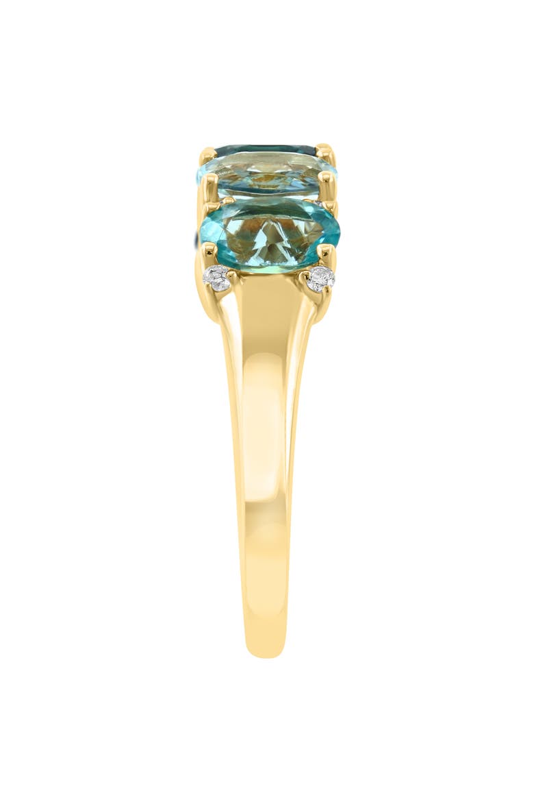 14K Yellow Gold Semiprecious Stone & Diamond Ring - 0.09ct., Alternate, color, BLUE