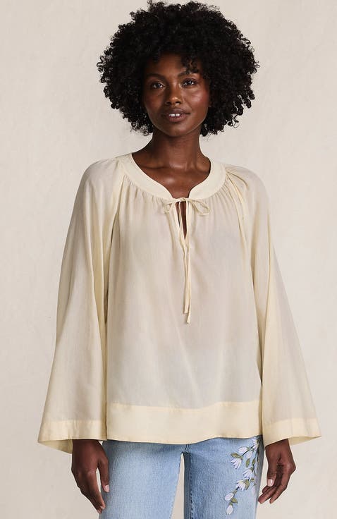 Voile Tie Neck Poet Blouse