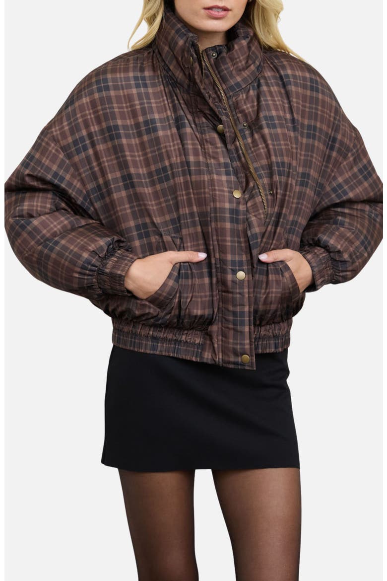 Water Repellent Puffer Jacket, Main, color, BROWN MULTI