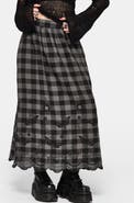 Disturbia Ashwing Check Broderie Maxi Skirt