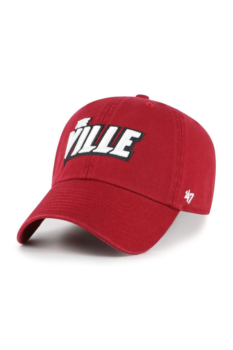 Men's '47 Red Louisville Cardinals Clean Up Adjustable Hat, Main, color, Red