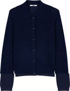 maje Rhinestone polo collar cardigan